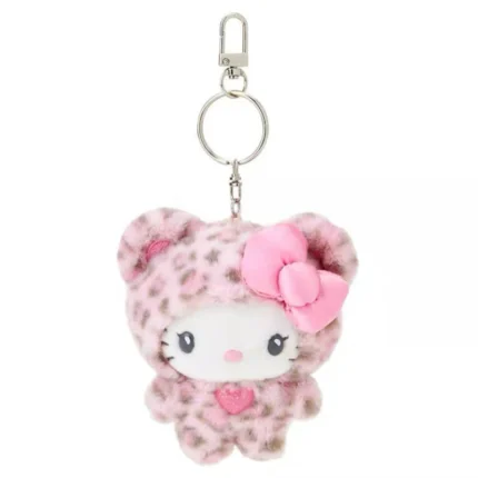 kawaii hello kitty doll keychain  kuromi cartoon leopard print kt pendant stuffed toys zipper decoration girl gifts